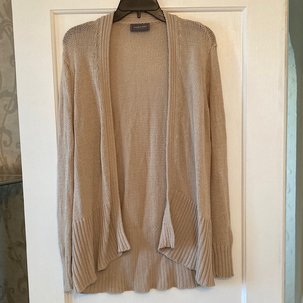 Wooden Ships Tan Open-Front Cardigan